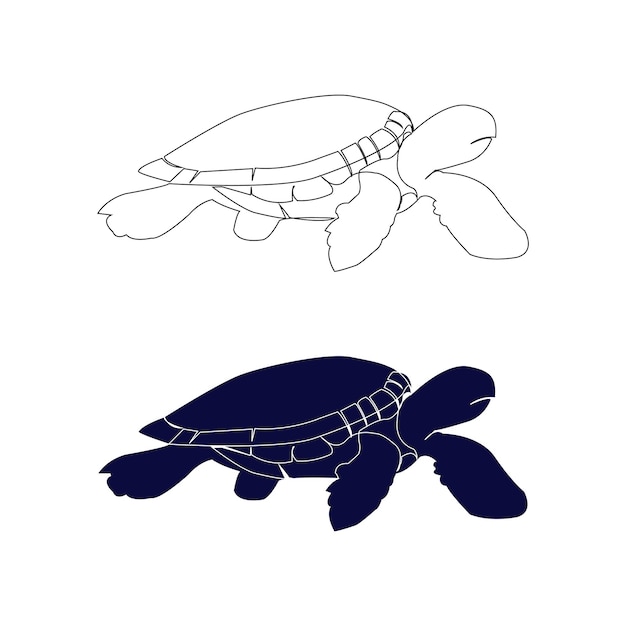 Vector vector illustration of sea turtle turtle outline black icon