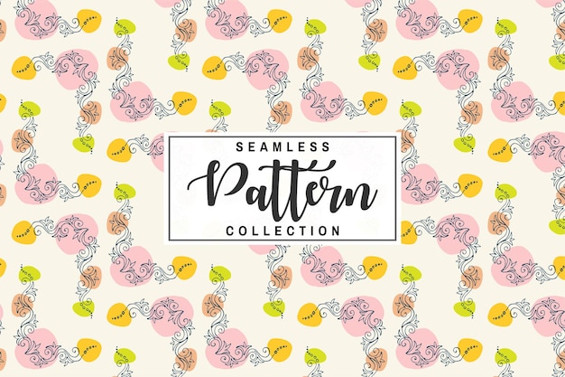 Vector illustration of a seamless geometric floral pattern with cute backgrounds