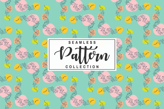 Vector illustration of a seamless geometric floral pattern with cute backgrounds