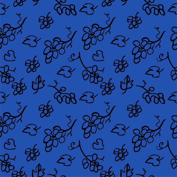 Vector vector illustration seamless pattern or background with ink grape berries brunches