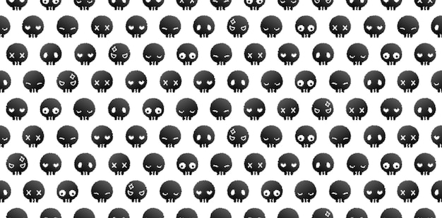 Vector illustration seamless pattern of black skulls on a white backgrounds