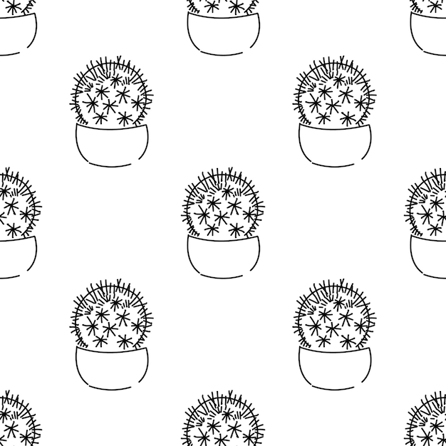 Vector illustration seamless pattern with cactus for background and textile