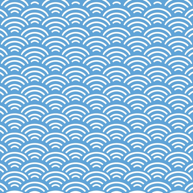 a vector illustration of a seamless pattern with white and blue waves