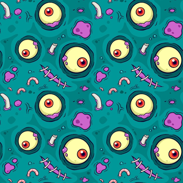 Vector illustration seamless pattern with Zombie