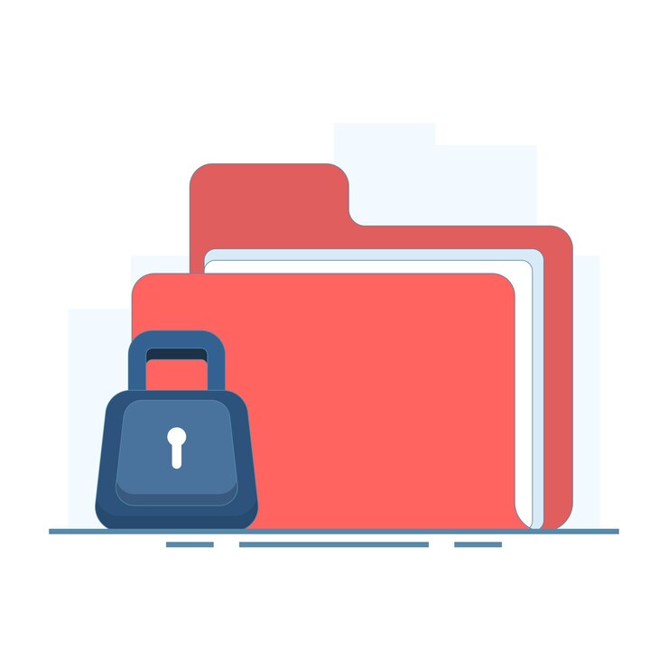 Vector vector illustration of secure folder concept with locked folder icon representing secure file
