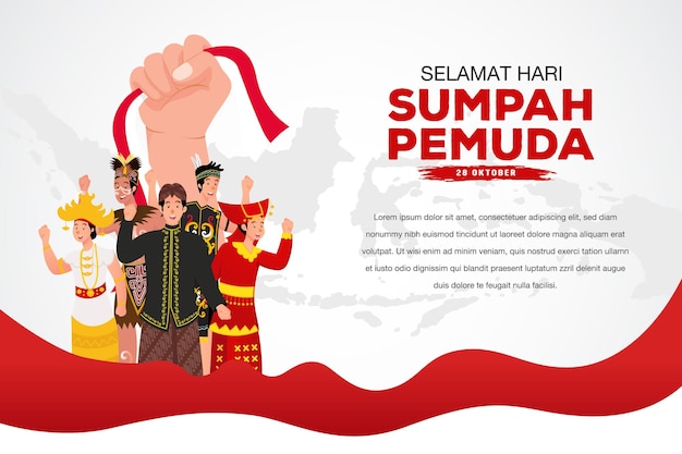 Vector vector illustration. selamat hari sumpah pemuda. translation: happy indonesian youth pledge. suitable for greeting card, poster and banner