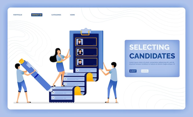 Vector illustration of selecting employee candidates