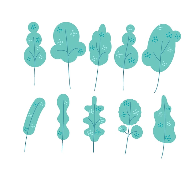 Vector illustration set of 10 leaves