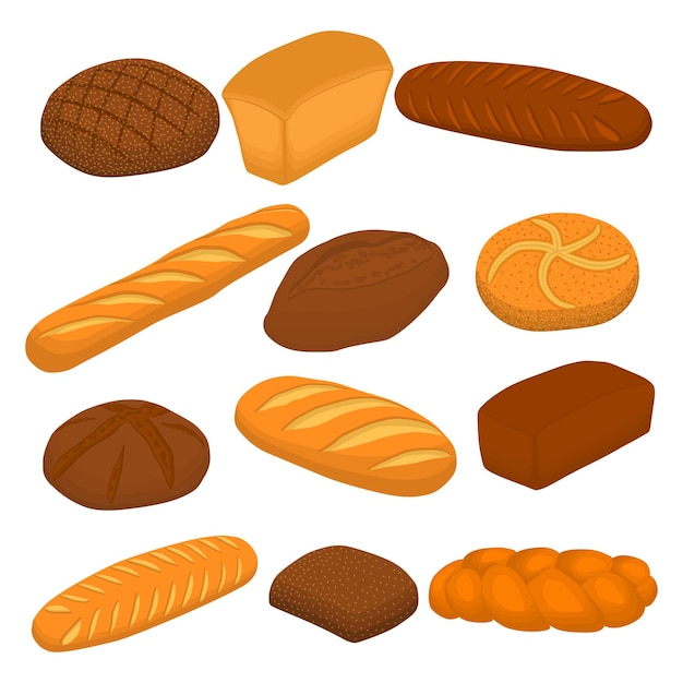 Vector illustration of set of baked bread