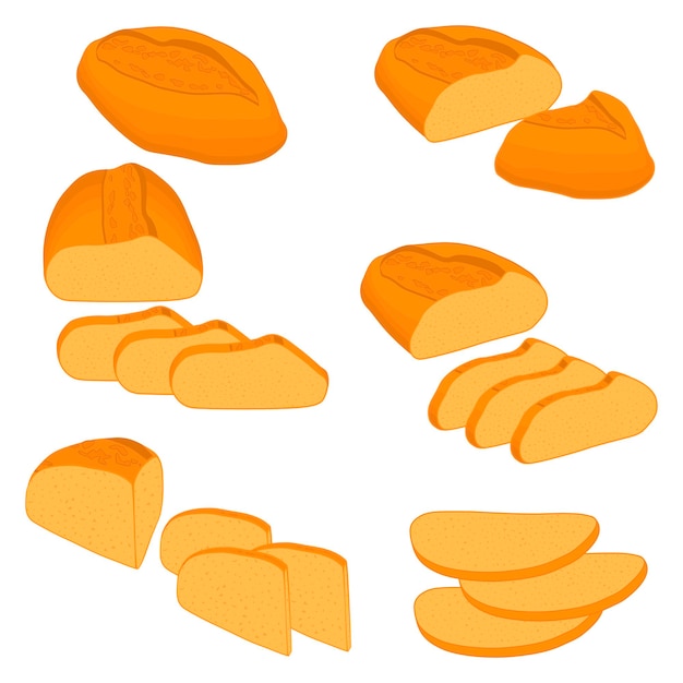 Vector illustration of set of baked bread