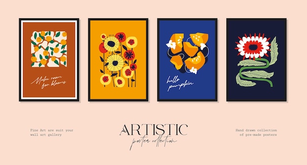 Vector illustration set of botanical printable posters