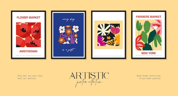 vector illustration set of botanical printable posters