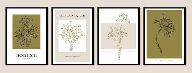 Vector illustration set of botanical printable posters