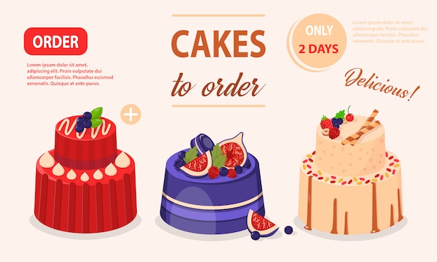 Vector illustration set of cakes