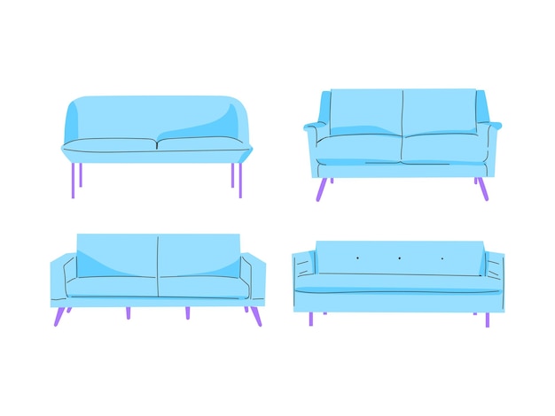 Vector illustration of a set of chairs with a minimalistic design