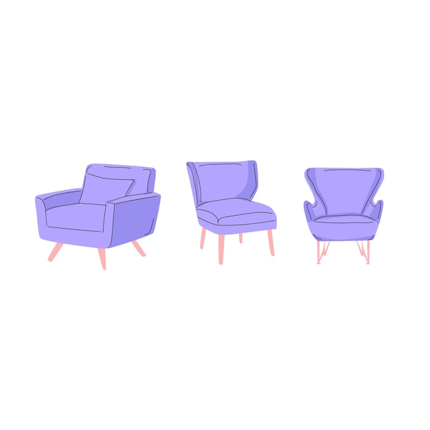 Vector illustration of a set of chairs with a minimalistic design