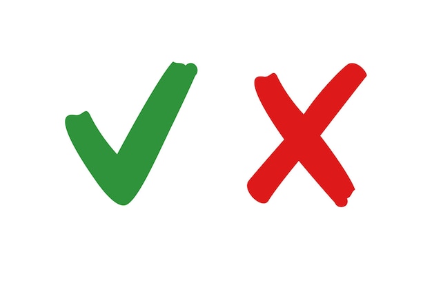 Vector illustration set check mark and cross