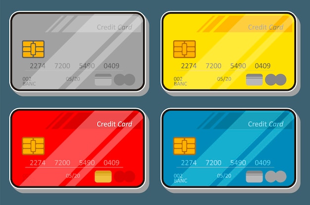 A vector illustration set of color bank credit card design