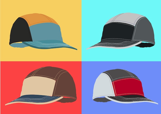 Premium Vector | Vector illustration set of colorful baseball caps