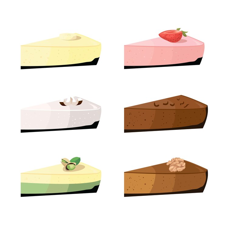 Vector vector illustration set of delicious cakes for the holiday