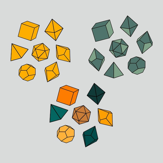 Vector illustration of a set of dice in colors