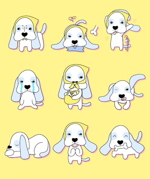 Vector vector illustration set of dog