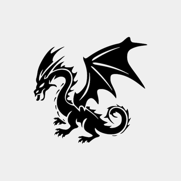 vector illustration set of dragon tattoo designs black and white graphics