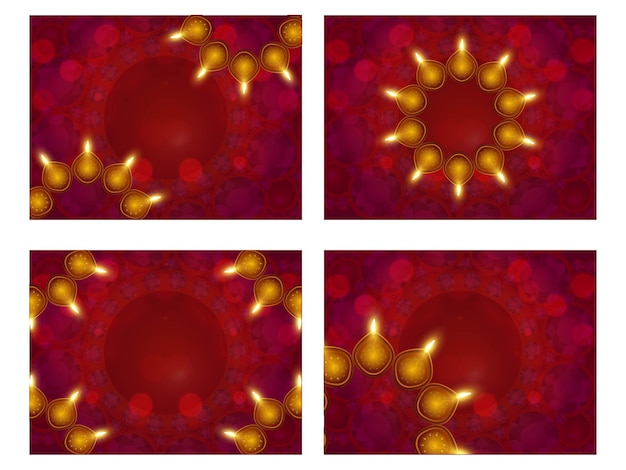 Набор векторных иллюстраций из четырех индийских фестивалей света Happy Diwali Background