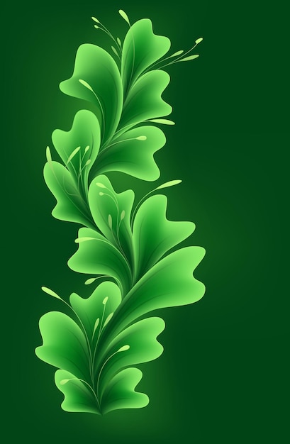 초록색 톤으로 꽃 모양의 심장 세트의  ⁇ 터 일러스트레이션 창의성을 위한 스케치