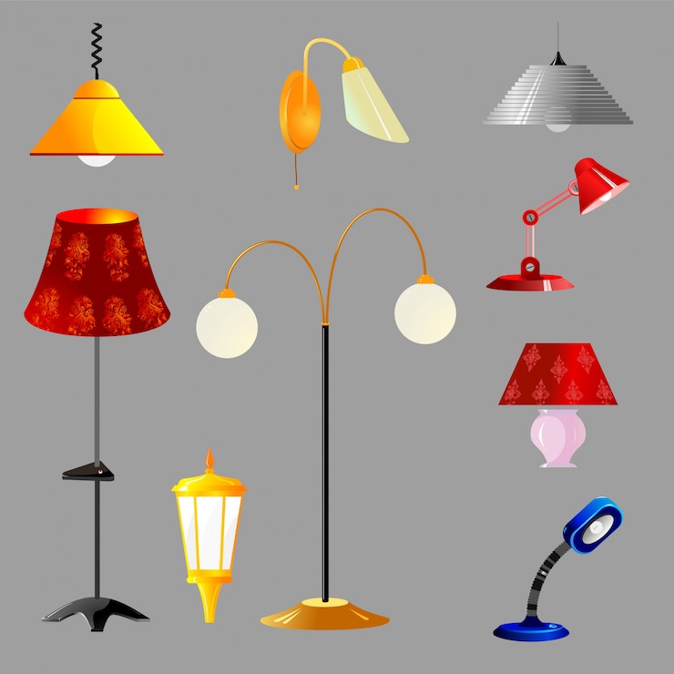 Vector vector illustration of a set of lamps