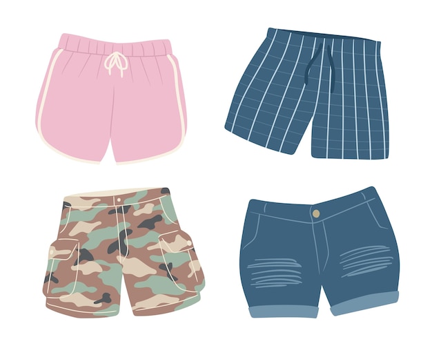 Vector vector illustration of a set of men's shorts with a pattern