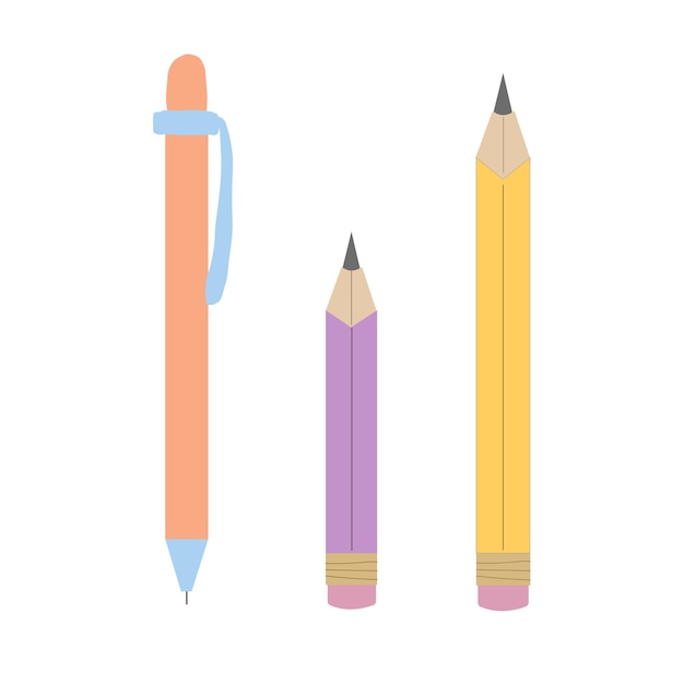 Vector illustration set of pencils back to school Vector stationery in flat style