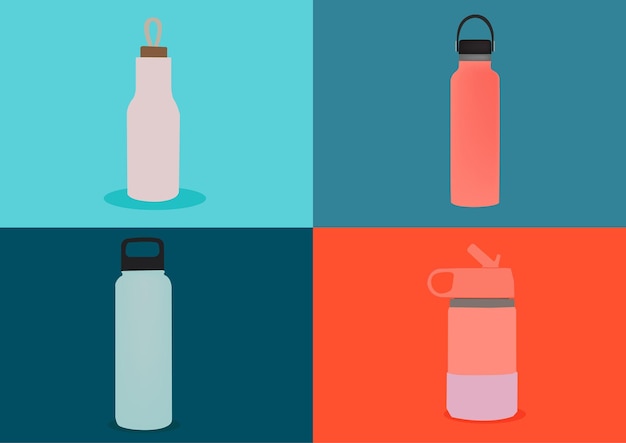 Vector illustration set of plastic sports sipper bottles