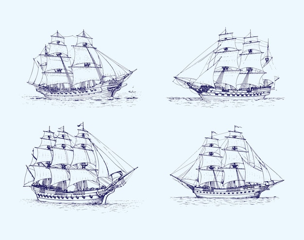 一連の船のベクトル イラスト