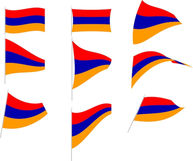 Vector Illustration of Set with Armenia Flag