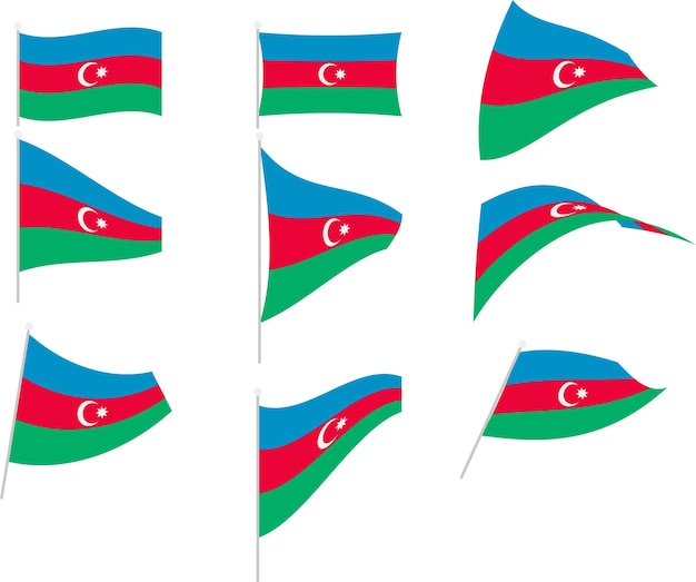 Vector Illustration of Set with Azerbaijan Flag