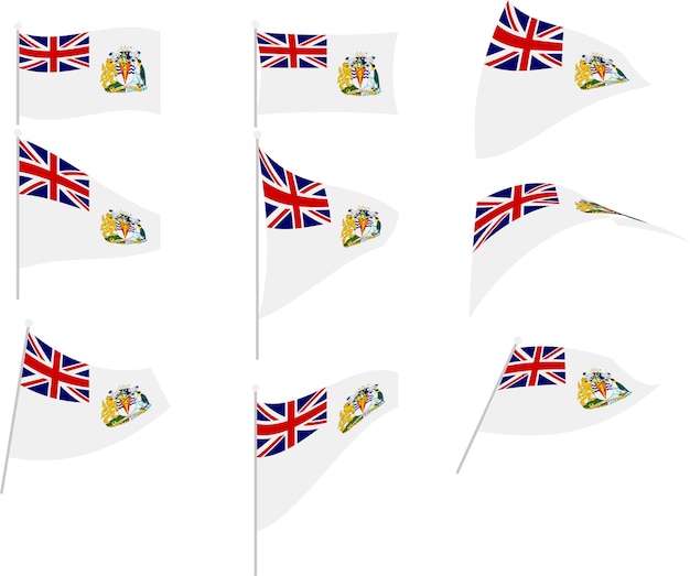 Vector vector illustration of set with british antarctic territory flag