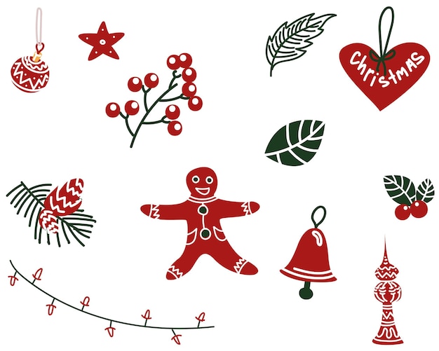 Vector illustration set with christmas items