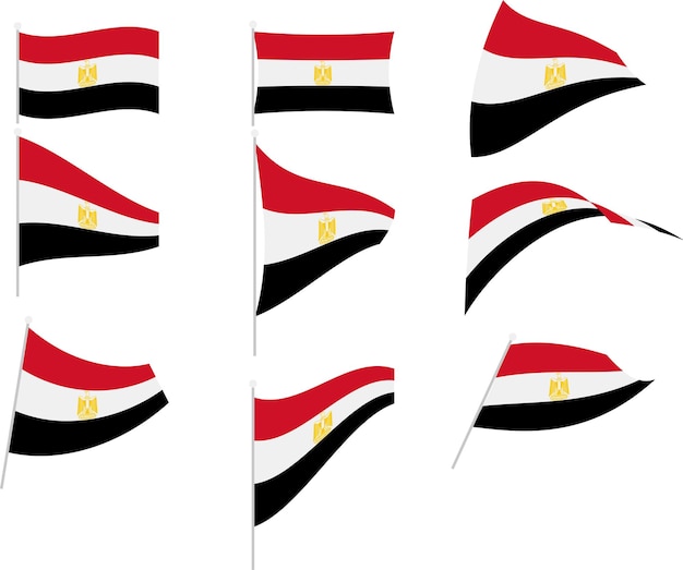 Vector Illustration of Set with Egypt Flag