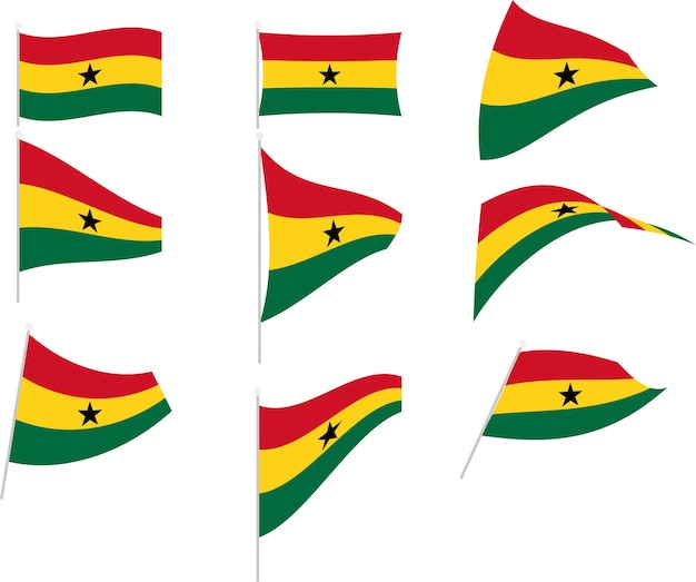 Vector Illustration of Set with Ghana Flag