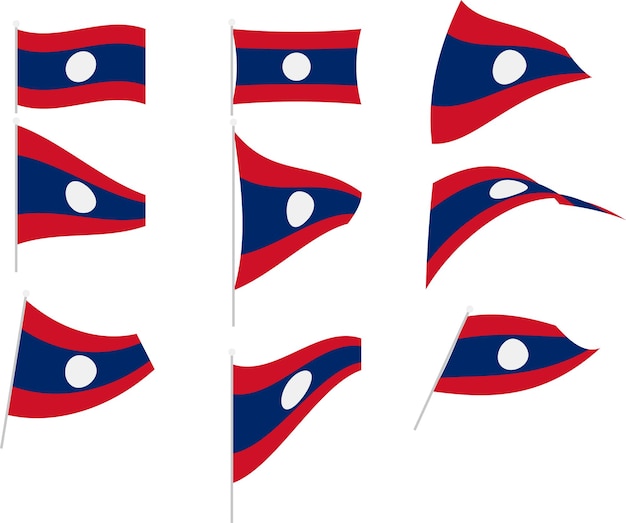 Vector Illustration of Set with Laos Flag