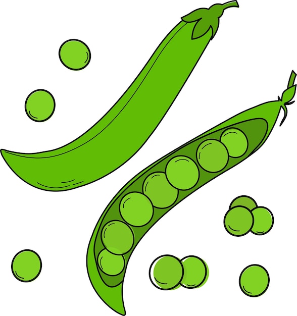 Vector illustration of a set with peas design elements for advertising and coverschildren's book