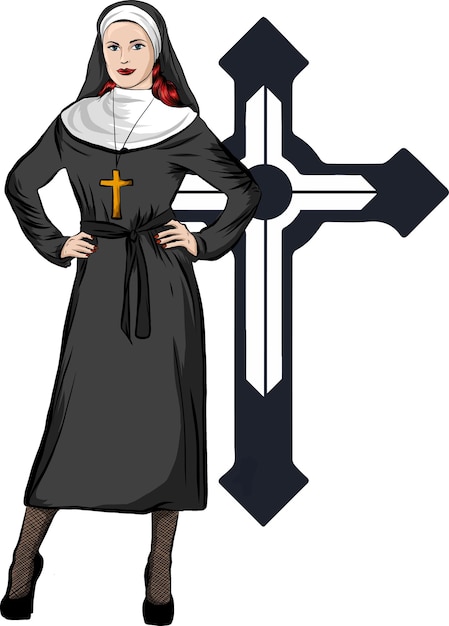 vector illustration of a sexy nun