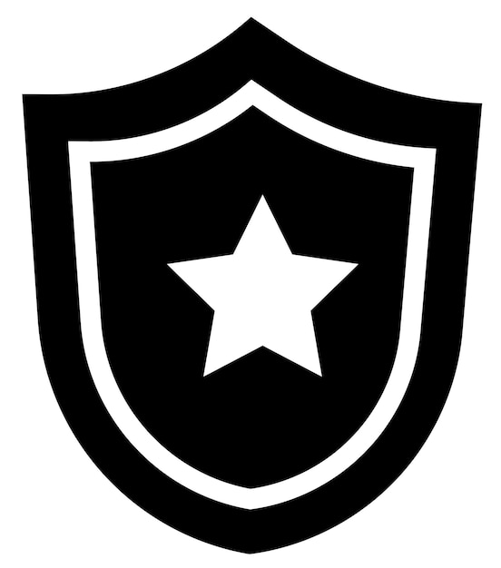 vector illustration of a shield with a star on a transparent background