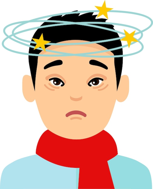 Vector vector illustration of a sick man with headache