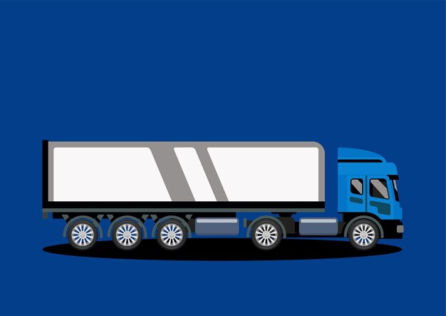 Vector illustration of side view of blue and white light commerical vehicle