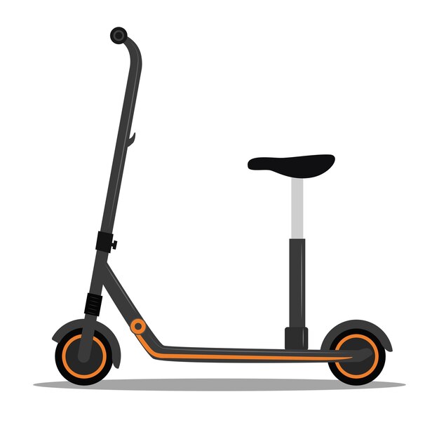 Vector illustration of side view of kick scooter with seat