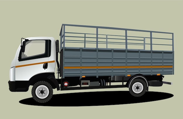 Vector illustration of side view of Tata- ultra truck on grey background.