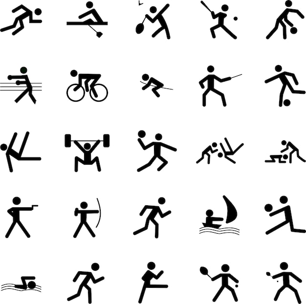 Vector Illustration Of Signs For Following Sports Racing Canoeing Badminton Baseball Basketball