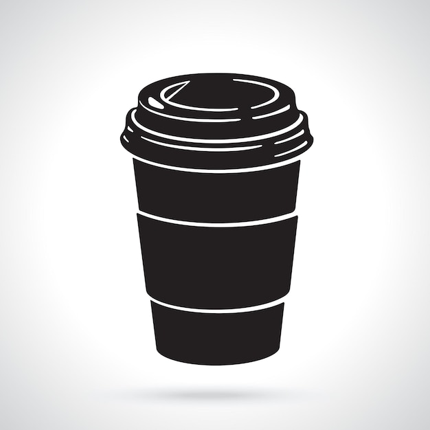 Vector illustration silhouette of disposable paper cup with coffee or tea